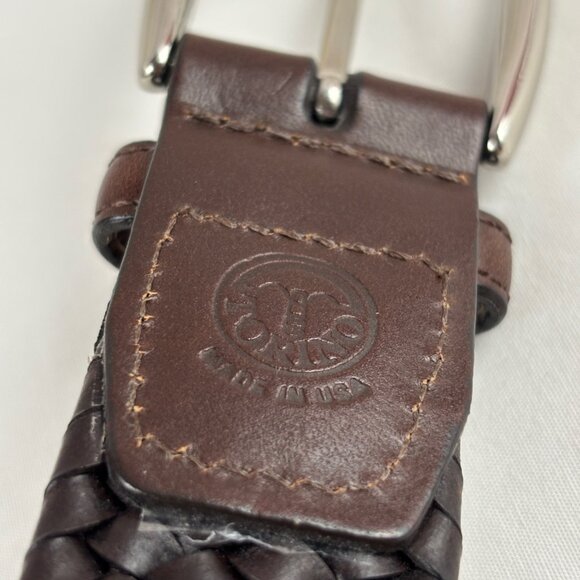 TORINO Men's Belt Size 34 Brown Woven Braided Leather Made USA - Picture 7 of 10